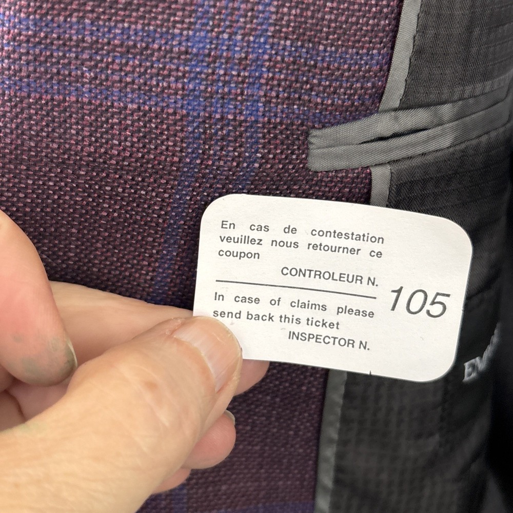 Emporio Armani G-Line Purple Check Wool Sport Coat Super 130's 56 EUR 46 US - Picture 15 of 16